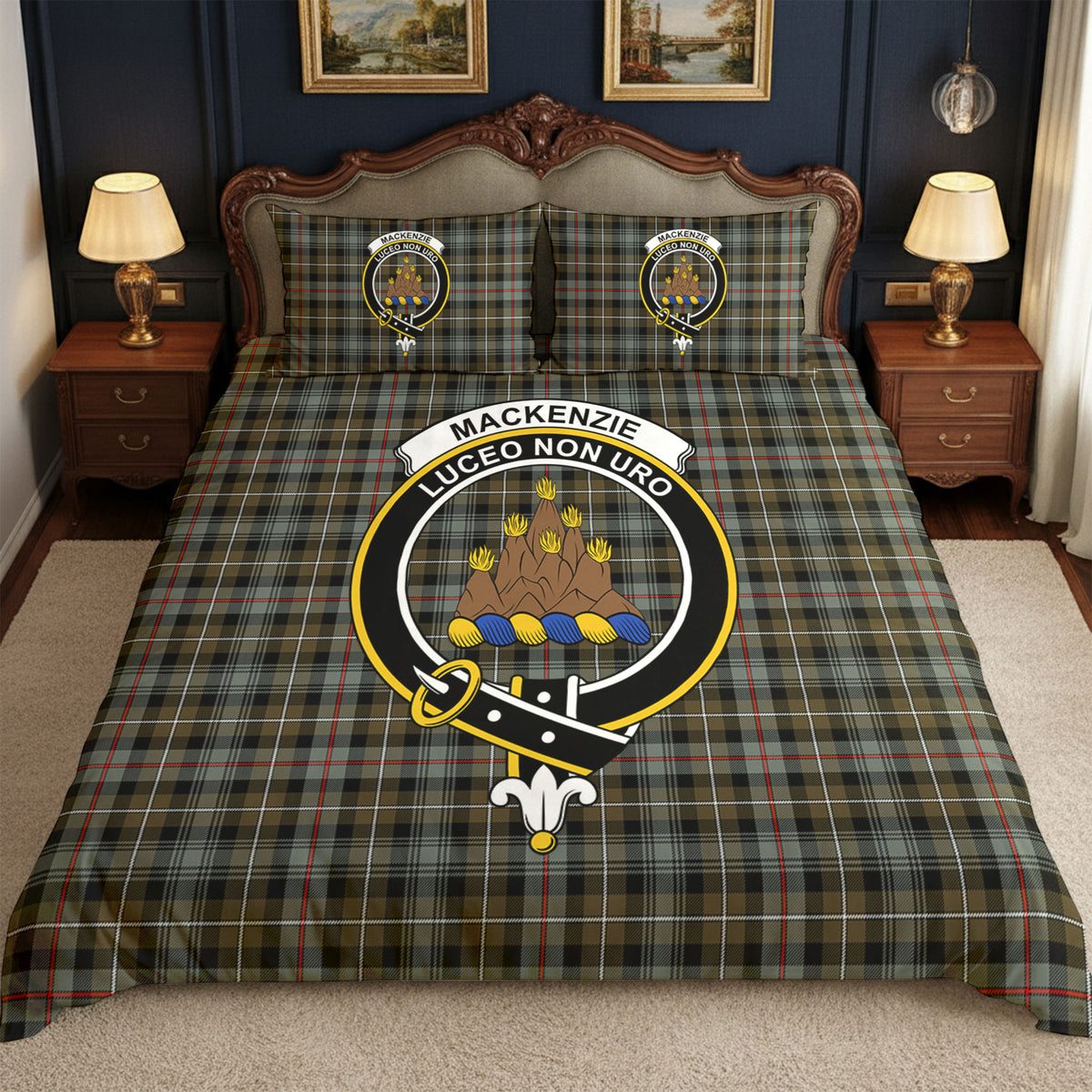 MacKenzie Weathered Tartan Crest Bedding Set