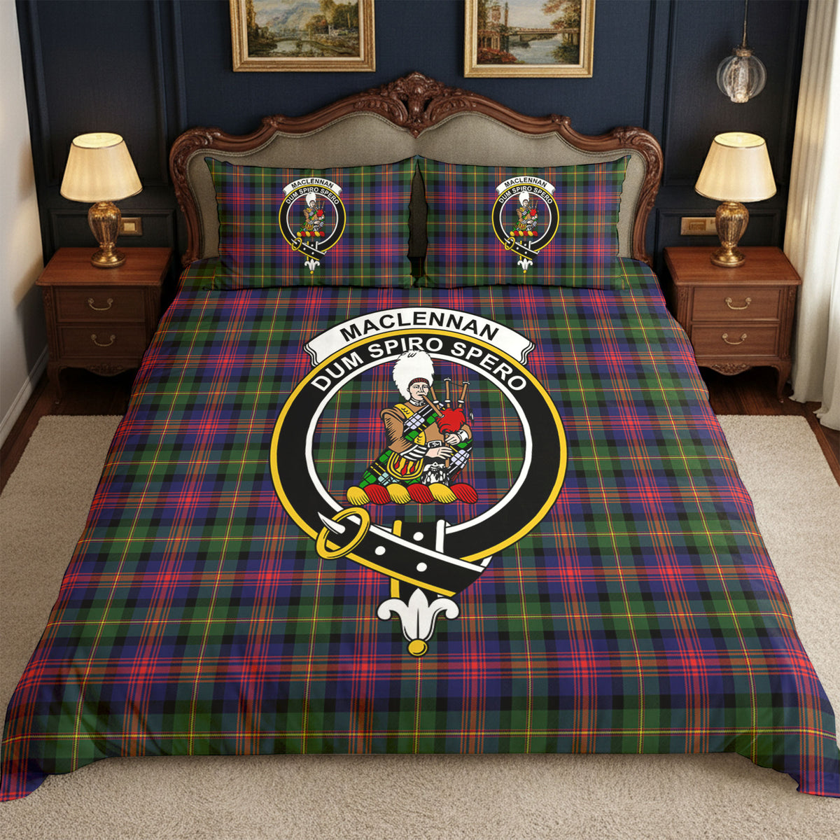 MacLennan Modern Tartan Crest Bedding Set