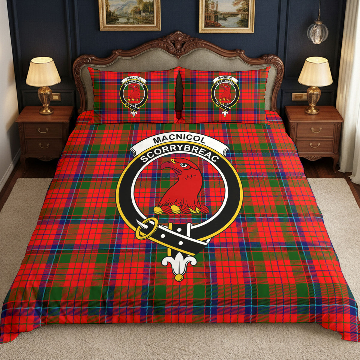 MacNicol (of Scorrybreac) Tartan Crest Bedding Set