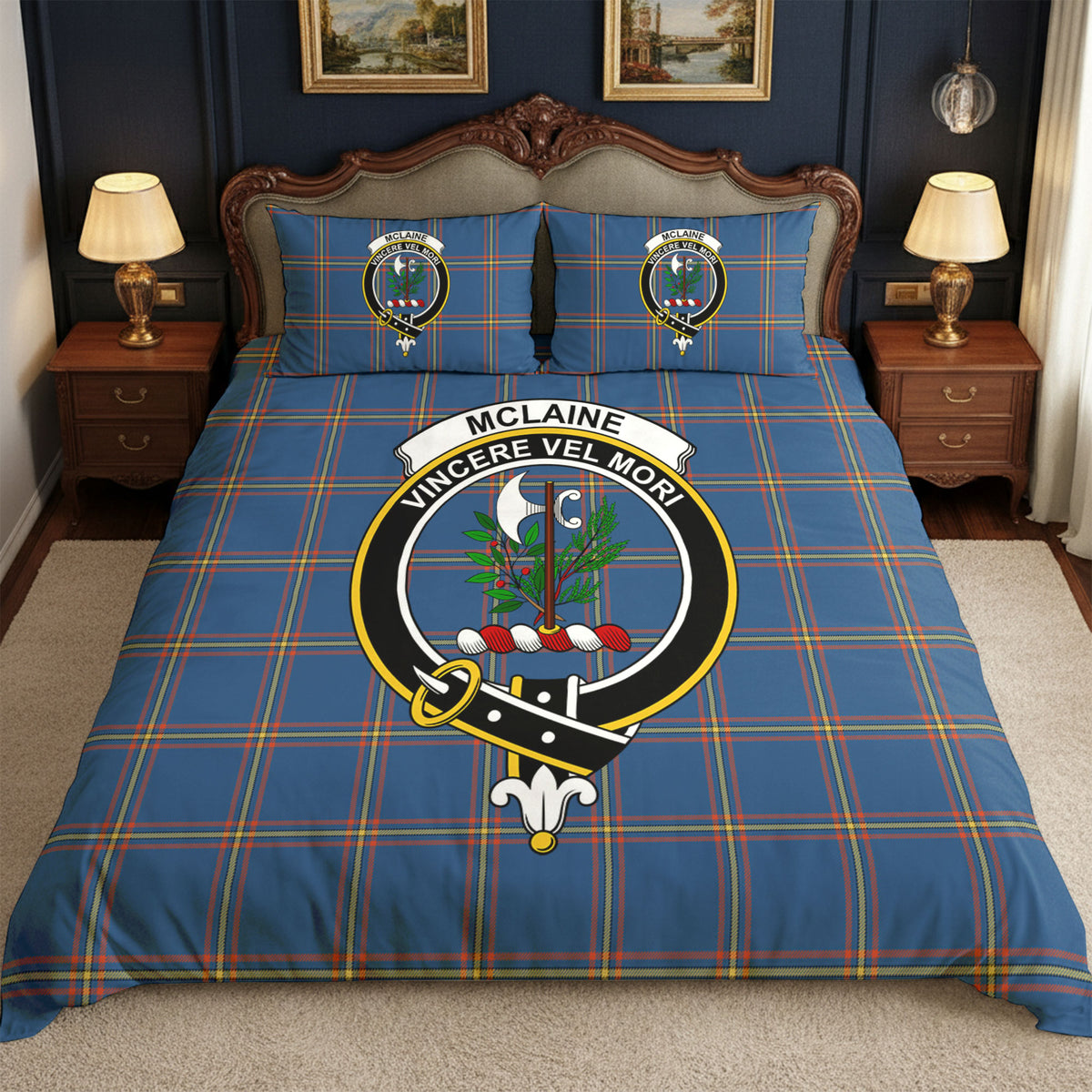 McLaine of Loch Buie Hunting Ancient Tartan Crest Bedding Set