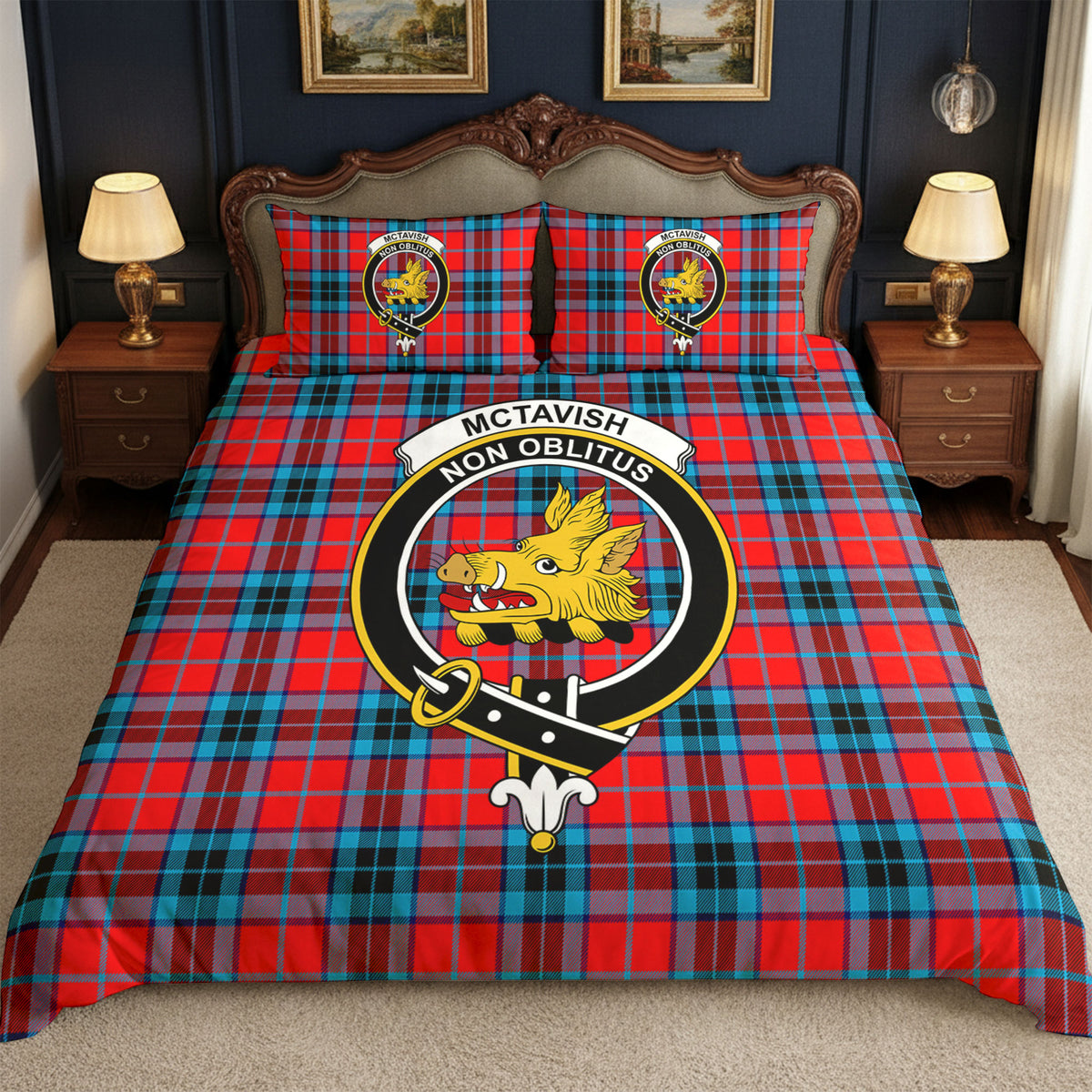 McTavish Modern Tartan Crest Bedding Set