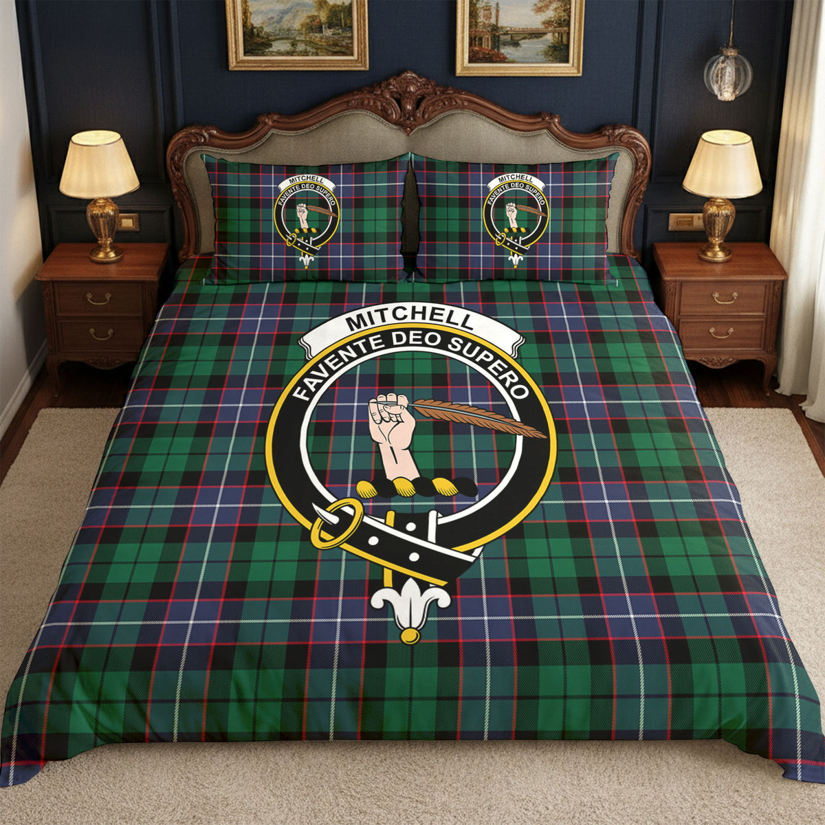 Mitchell Modern Tartan Crest Bedding Set