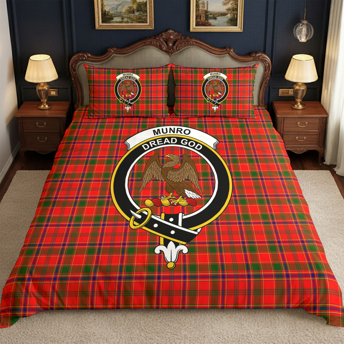 Munro Modern Tartan Crest Bedding Set