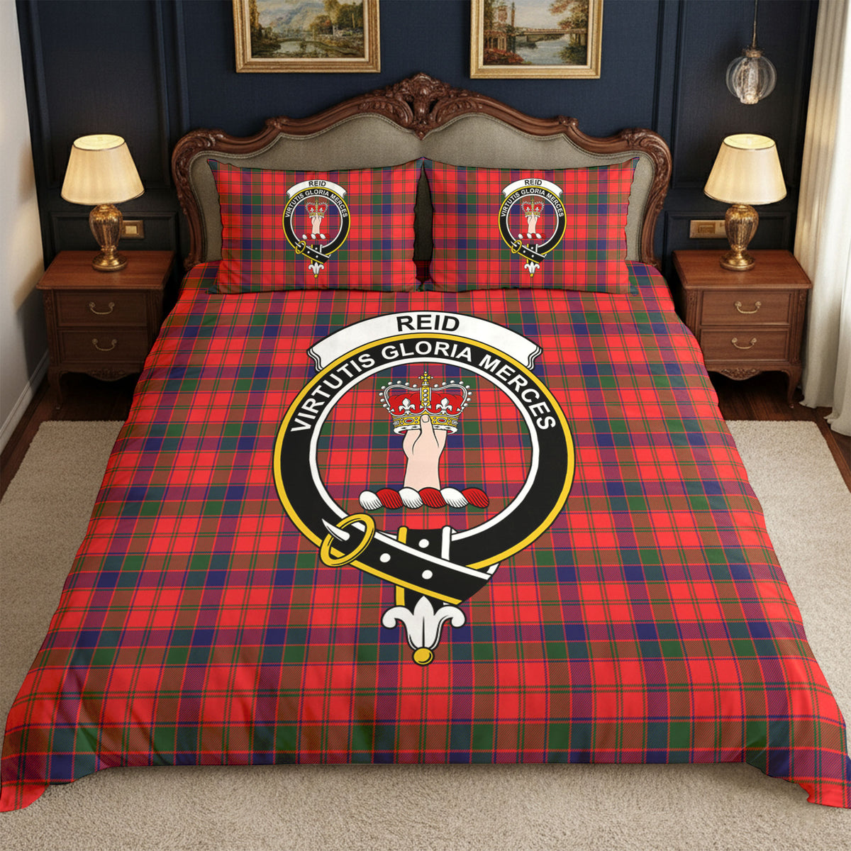 Reid Modern Tartan Crest Bedding Set