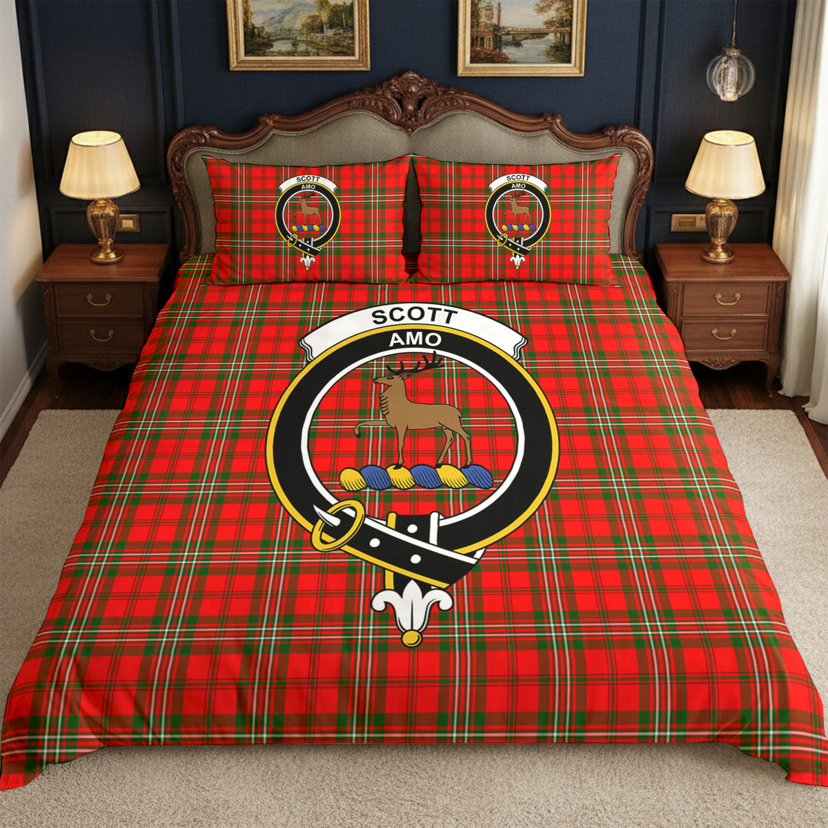 Scott Modern Tartan Crest Bedding Set