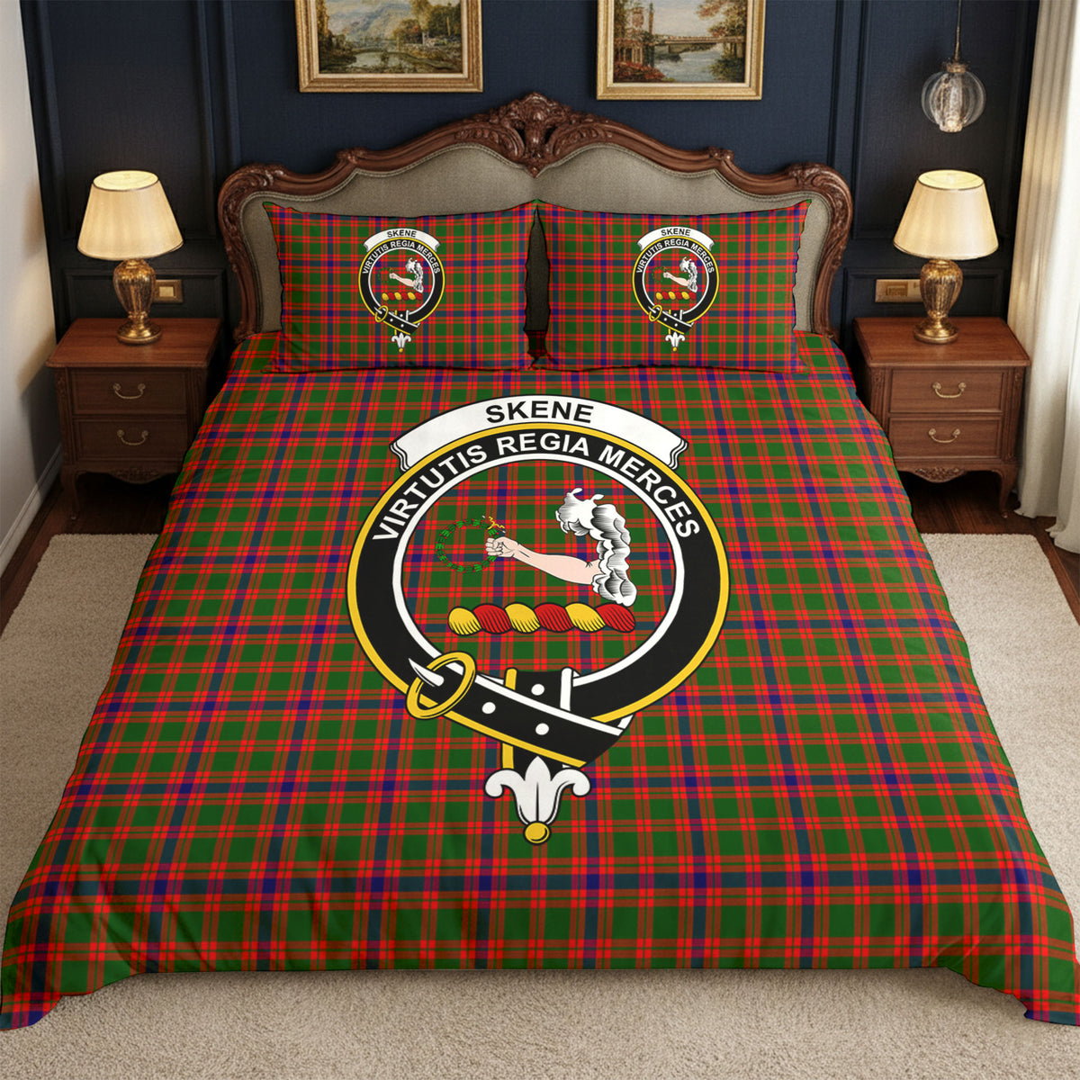 Skene Modern Tartan Crest Bedding Set