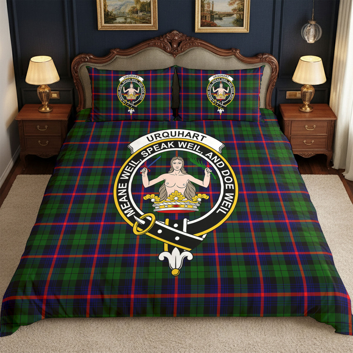 Urquhart Modern Tartan Crest Bedding Set