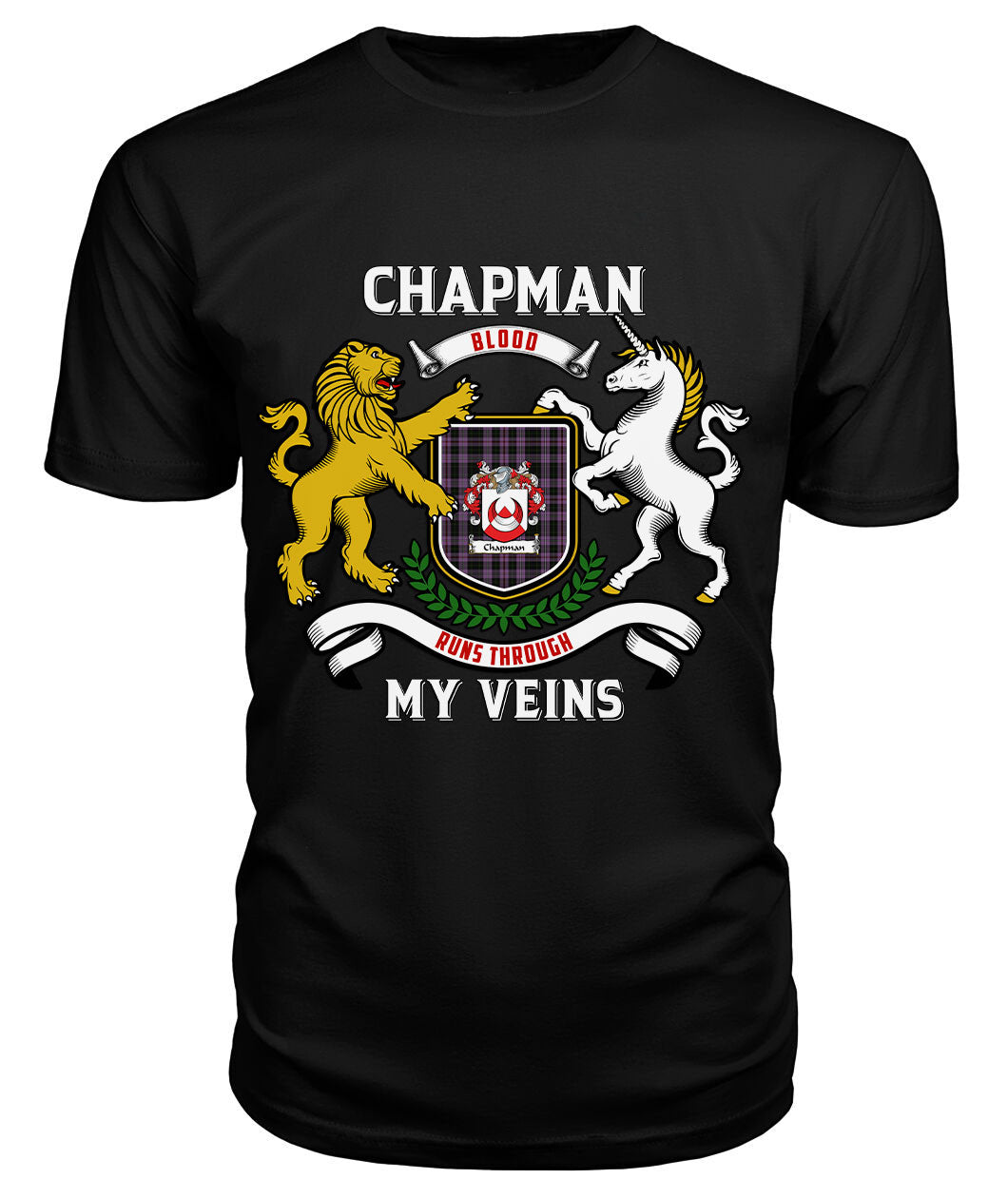 Chapman Tartan Crest 2D T-shirt - Blood Runs Through My Veins Style