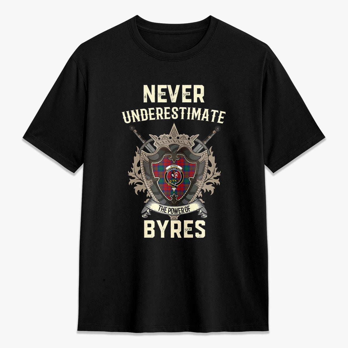 Byres Tartan Crest 2D T-shirt - Never Underestimate Style