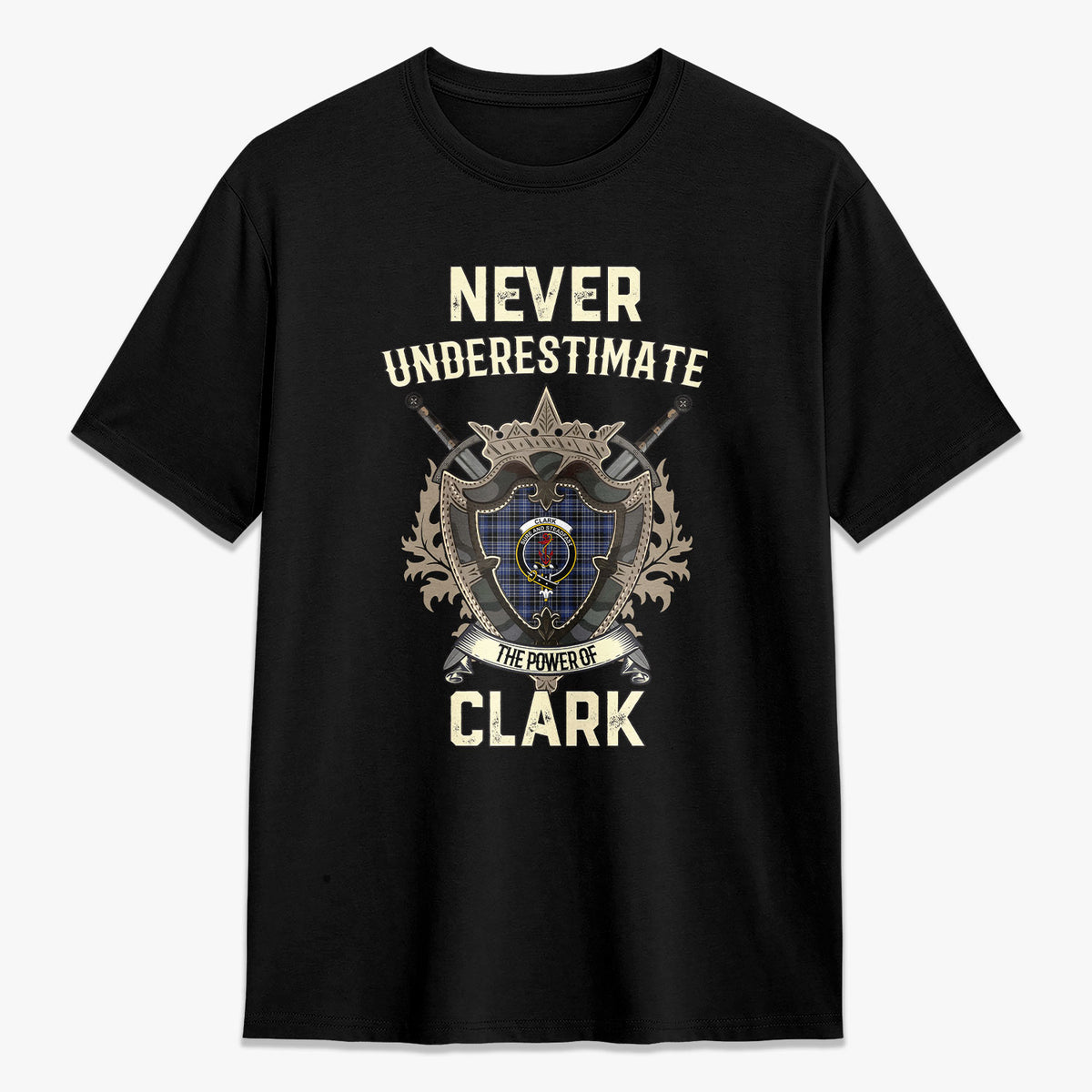 Clark Modern Tartan Crest 2D T-shirt - Never Underestimate Style