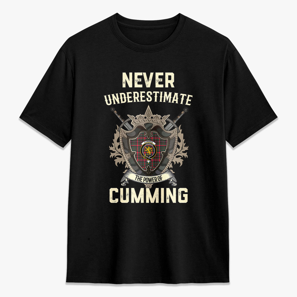 Cumming Hunting Modern Tartan Crest 2D T-shirt - Never Underestimate Style