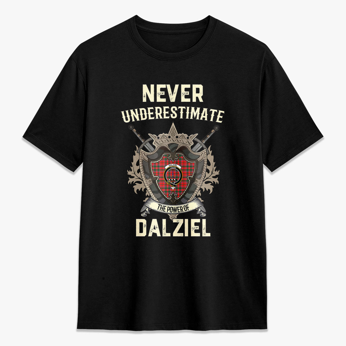 Dalziel Modern Tartan Crest 2D T-shirt - Never Underestimate Style