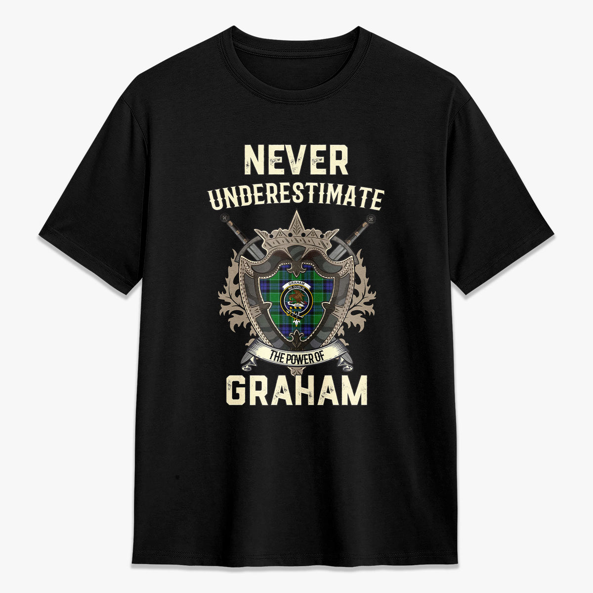 Graham of Menteith Modern Tartan Crest 2D T-shirt - Never Underestimate Style