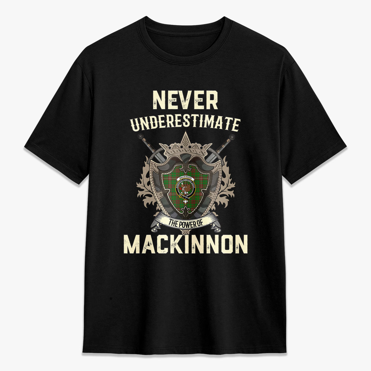MacKinnon Hunting Modern Tartan Crest 2D T-shirt - Never Underestimate Style