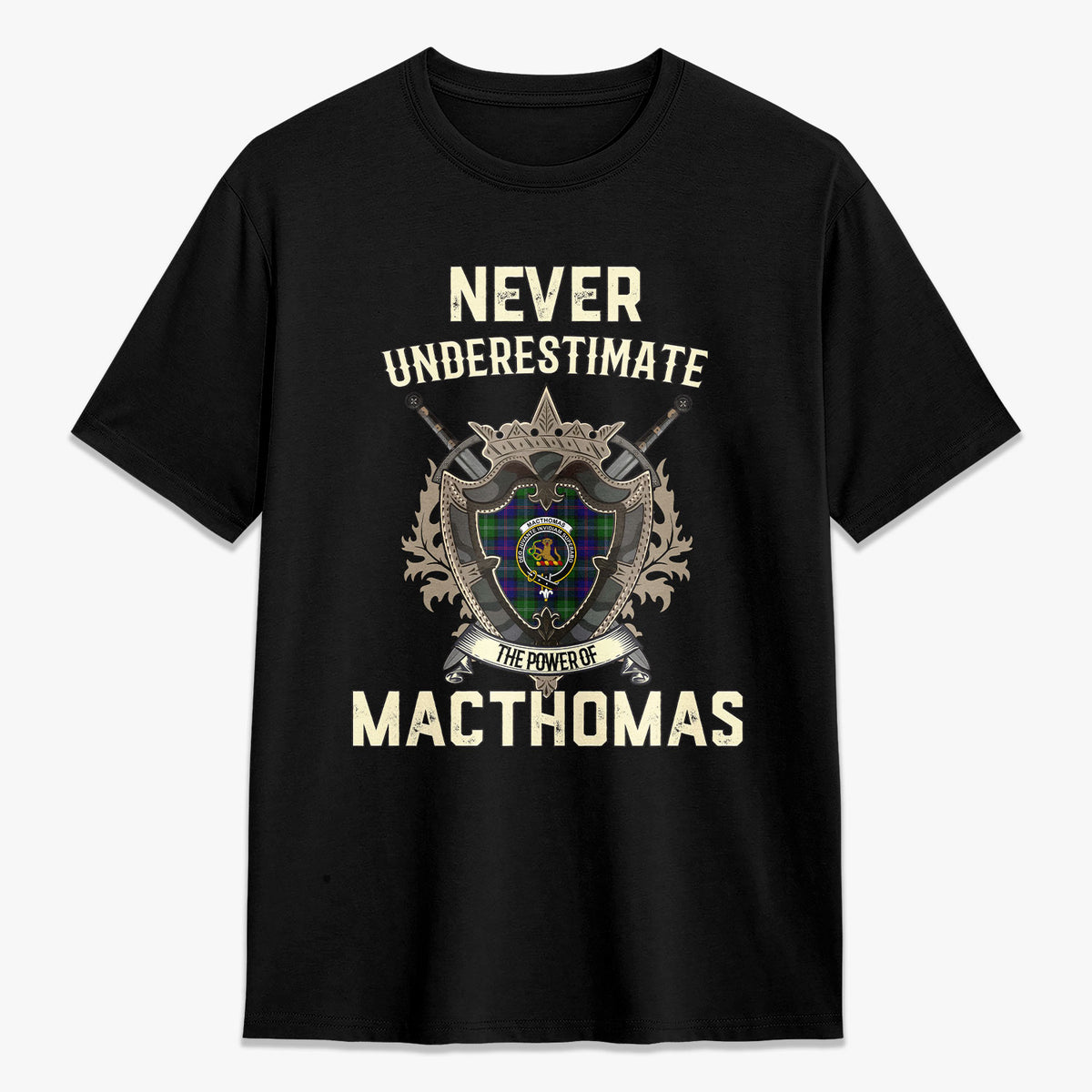MacThomas Modern Tartan Crest 2D T-shirt - Never Underestimate Style