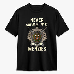 Menzies Green Modern Tartan Crest 2D T-shirt - Never Underestimate Style
