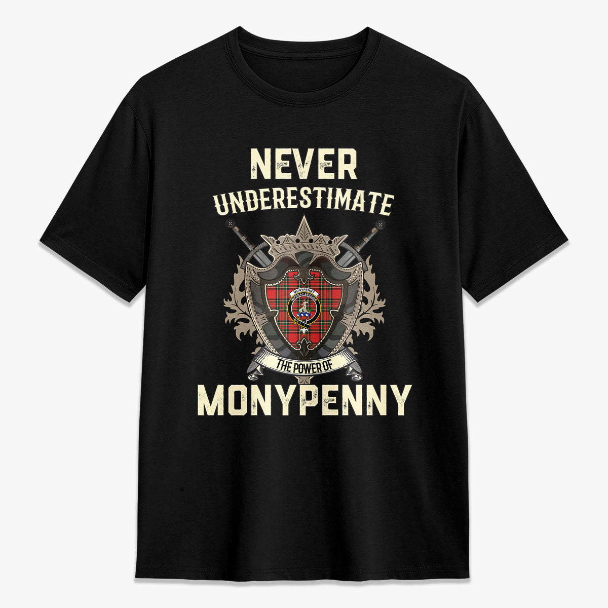 Monypenny Tartan Crest 2D T-shirt - Never Underestimate Style