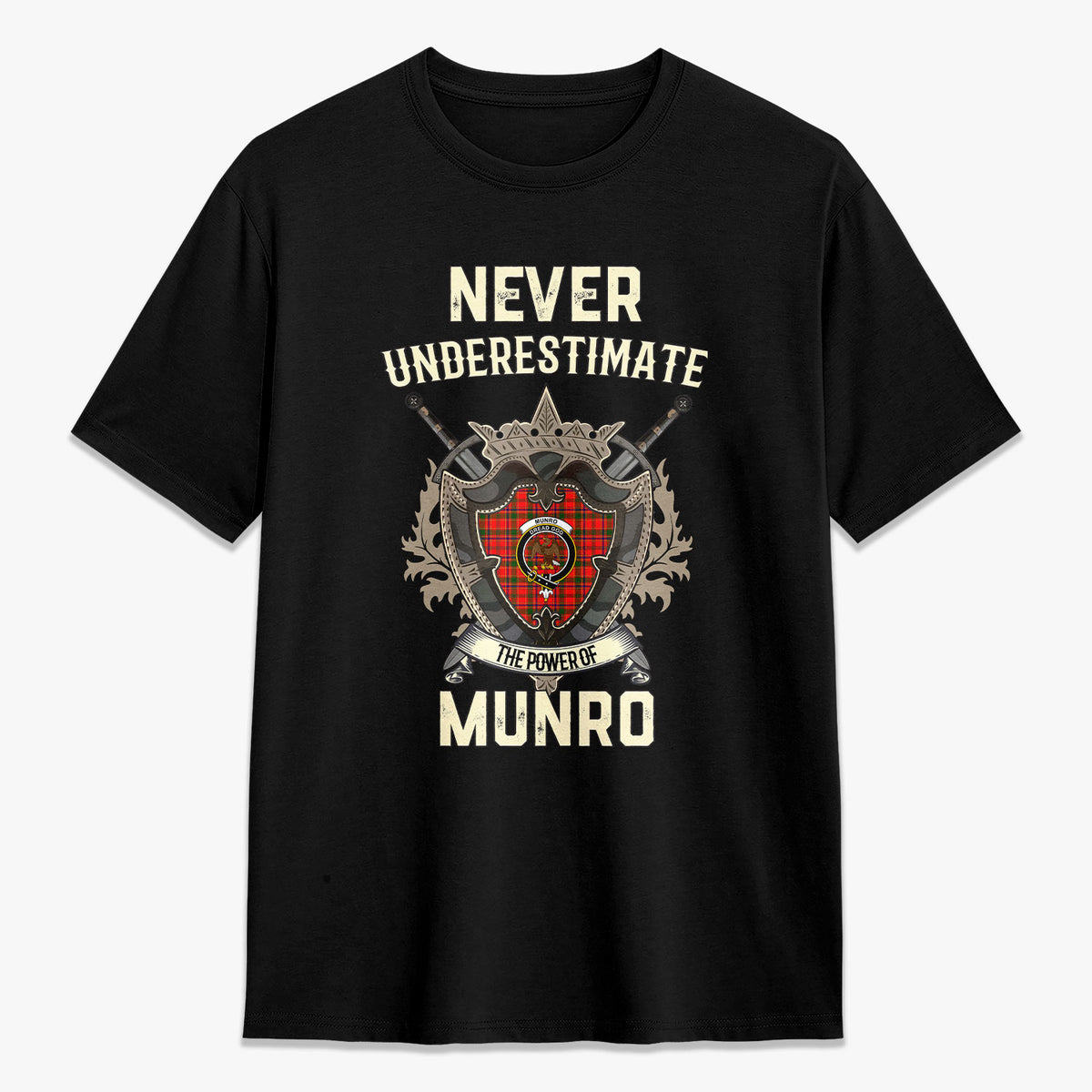 Munro Modern Tartan Crest 2D T-shirt - Never Underestimate Style