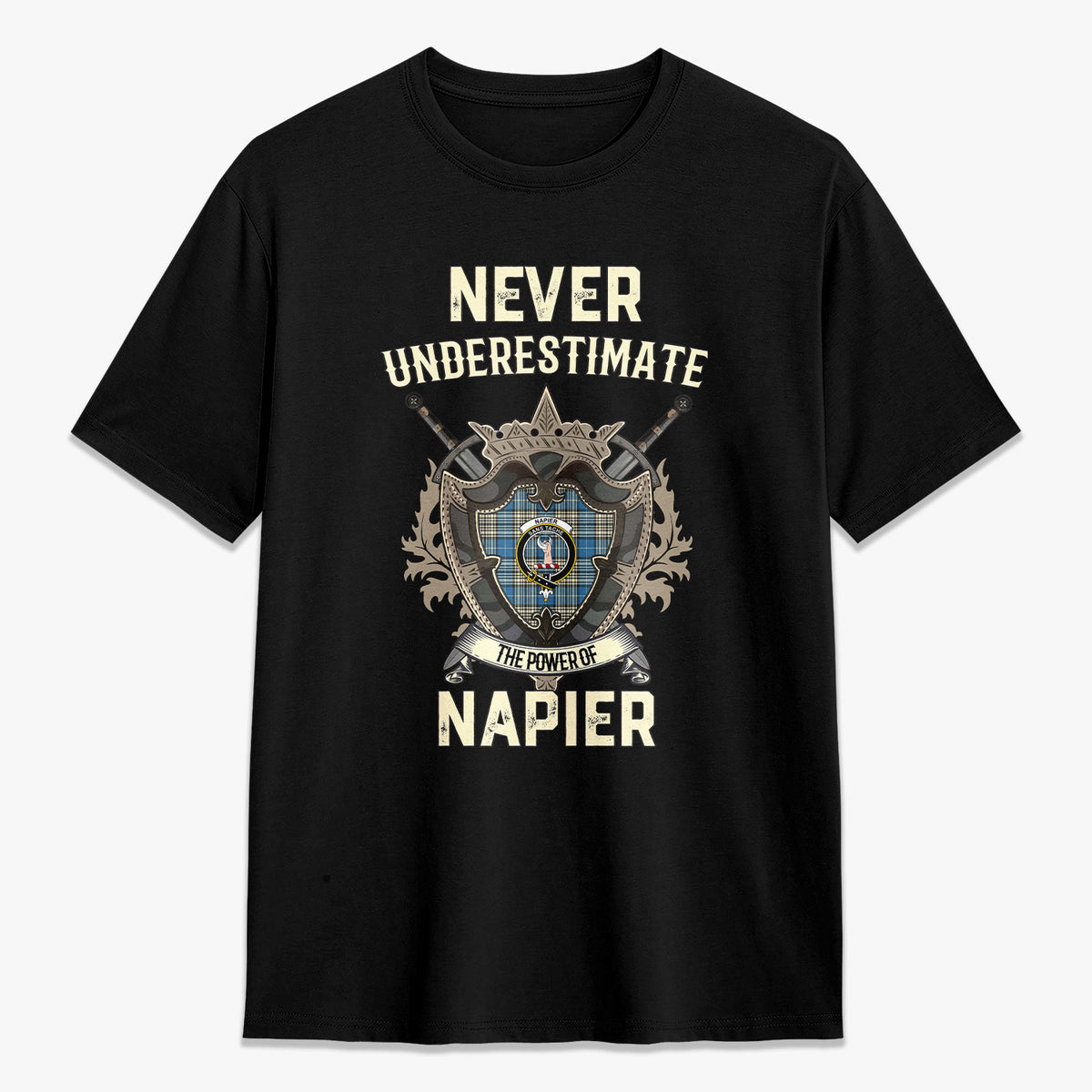 Napier Ancient Tartan Crest 2D T-shirt - Never Underestimate Style