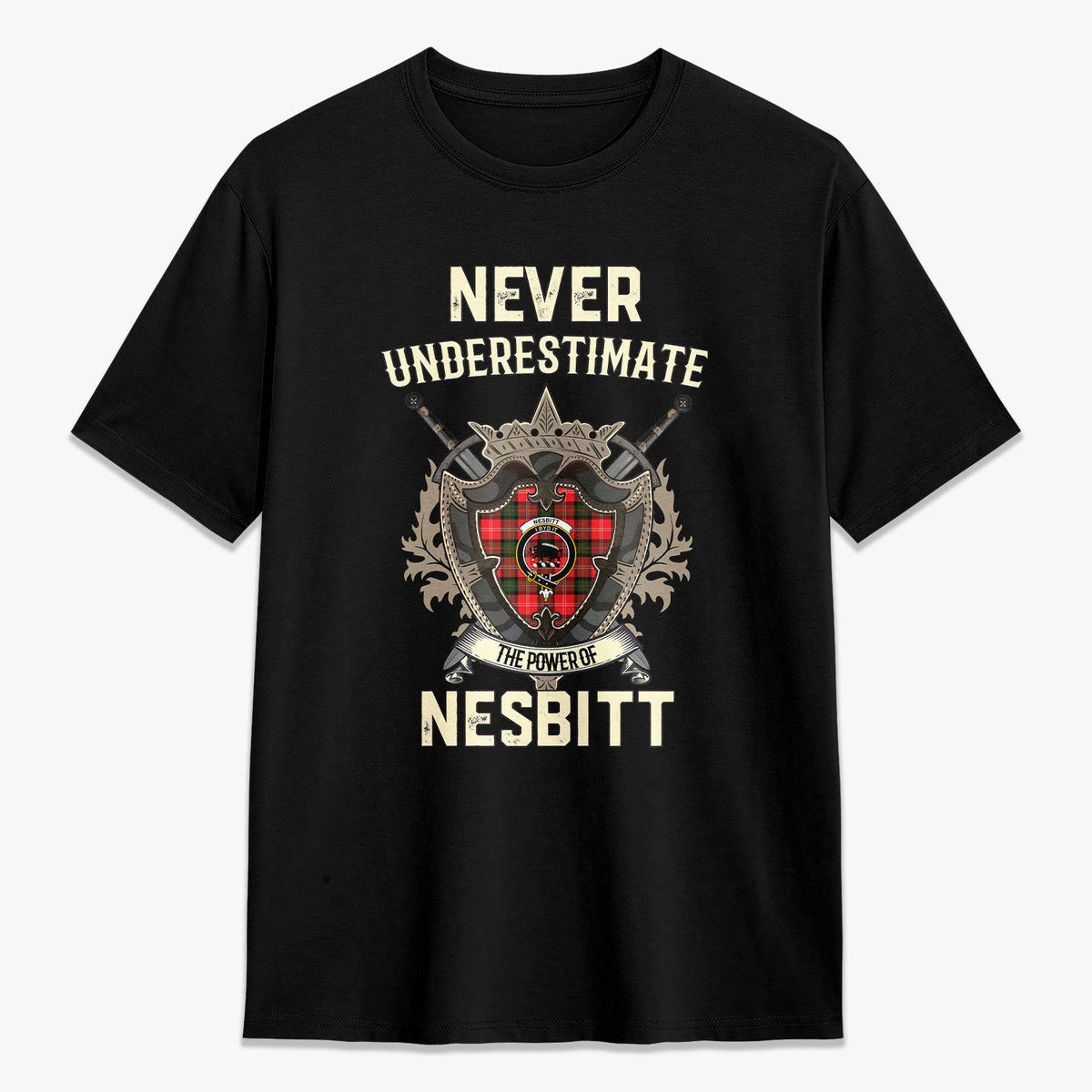 Nesbitt Modern Tartan Crest 2D T-shirt - Never Underestimate Style