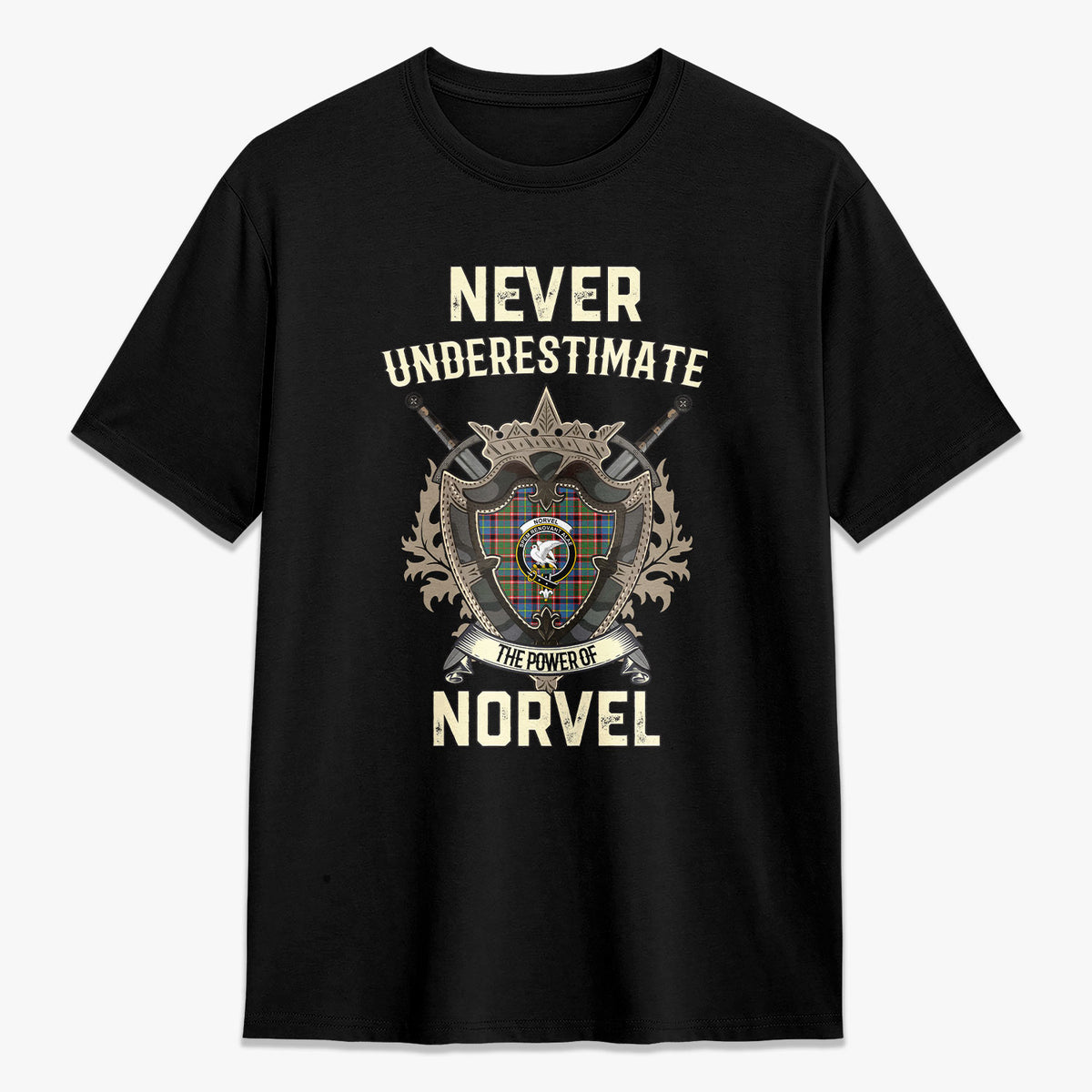 Norvel (or Norvill) Tartan Crest 2D T-shirt - Never Underestimate Style