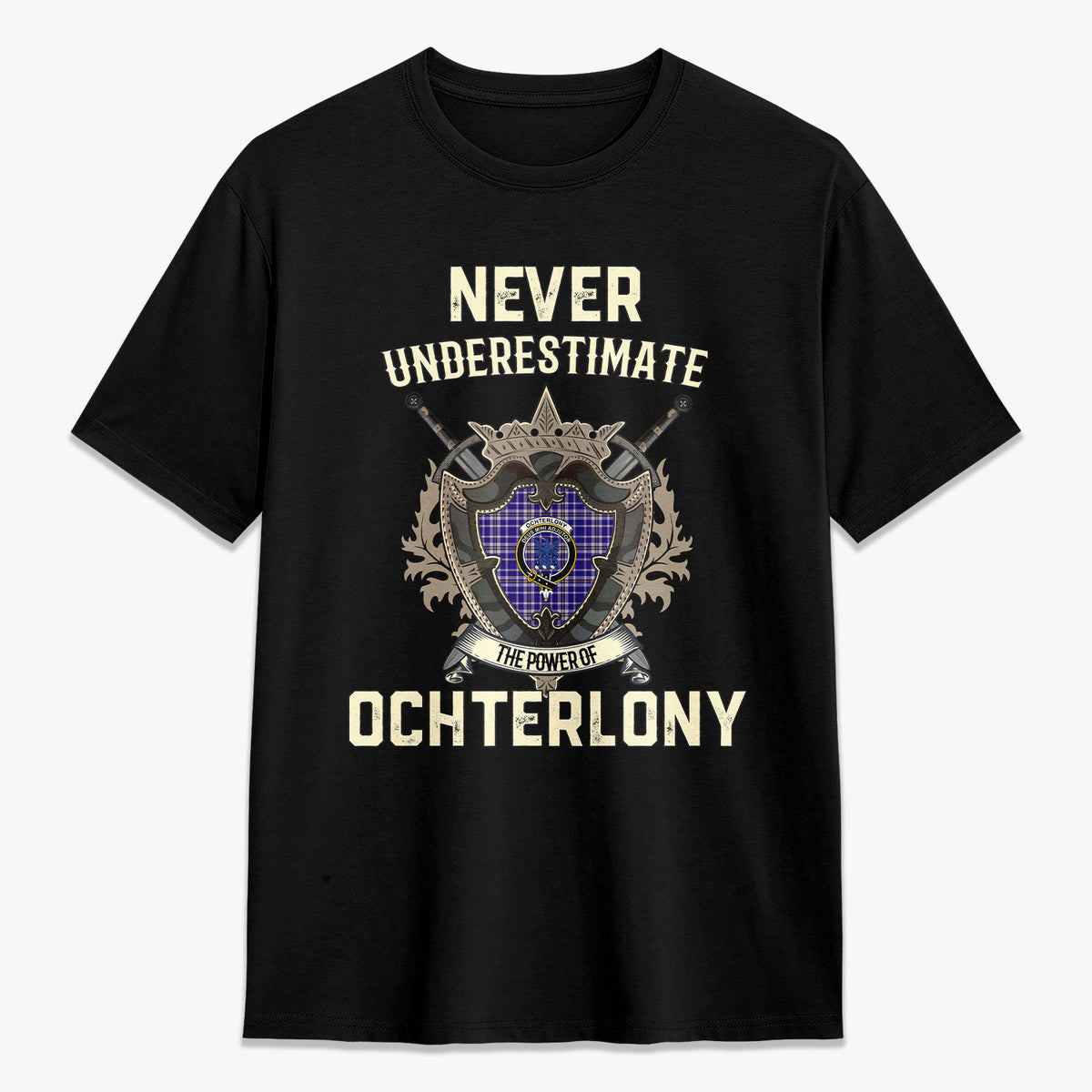 Ochterlony Tartan Crest 2D T-shirt - Never Underestimate Style