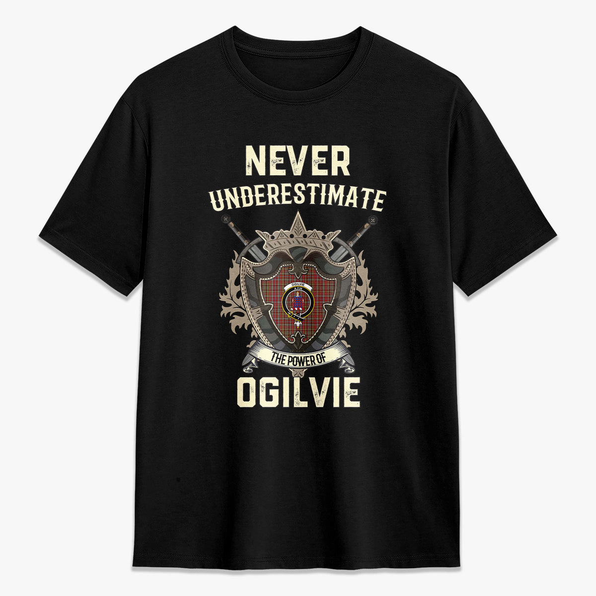 Ogilvie Tartan Crest 2D T-shirt - Never Underestimate Style