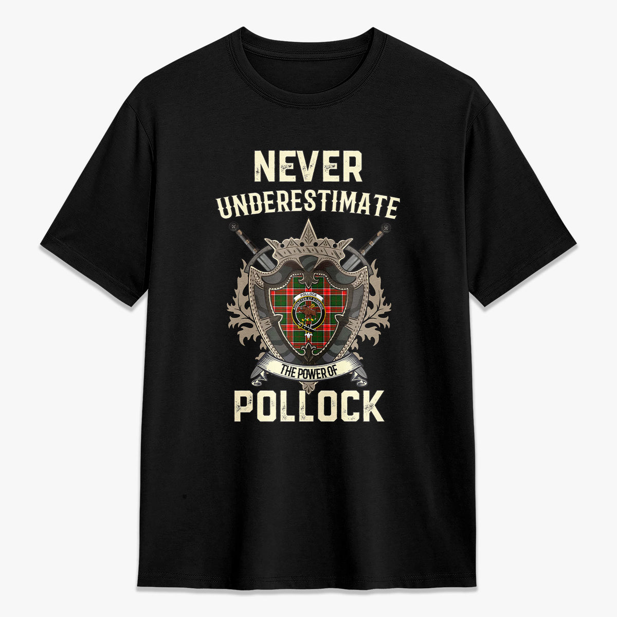 Pollock Tartan Crest 2D T-shirt - Never Underestimate Style
