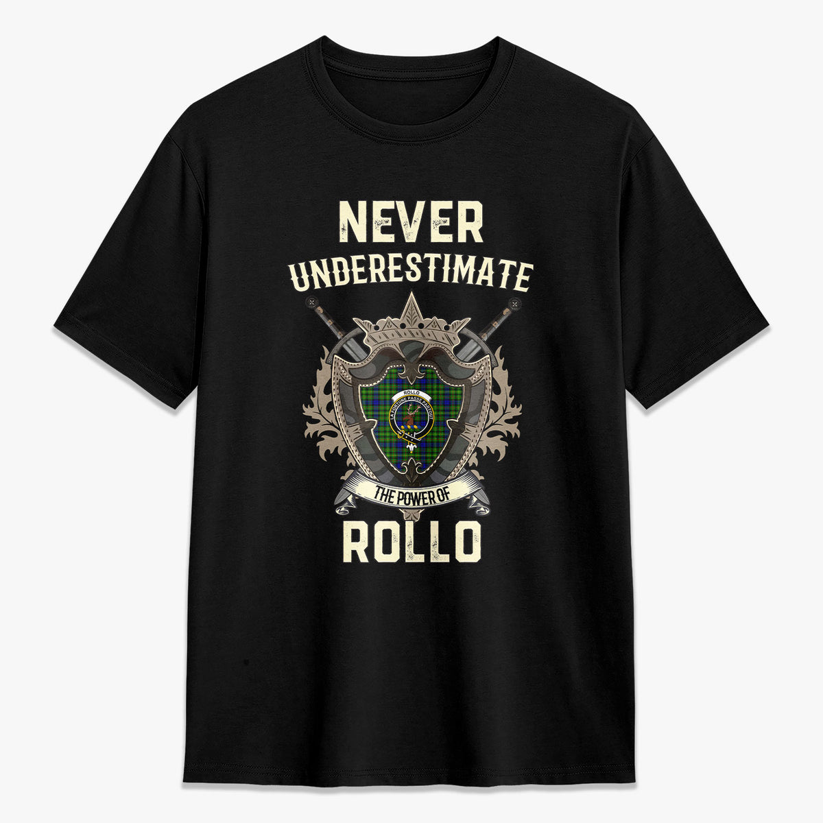 Rollo Modern Tartan Crest 2D T-shirt - Never Underestimate Style