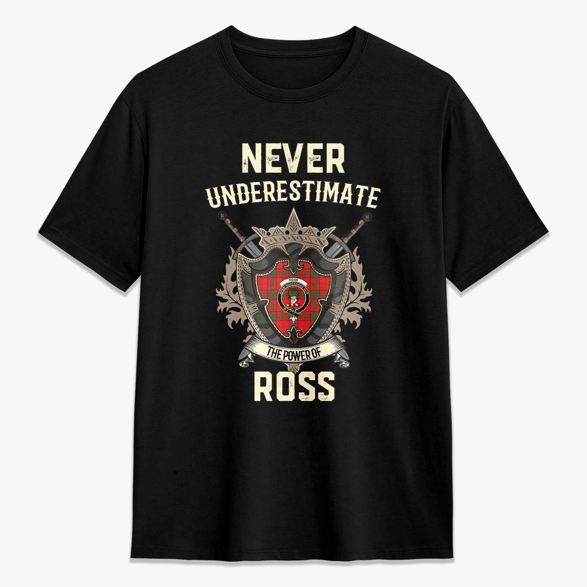 Ross Modern Tartan Crest 2D T-shirt - Never Underestimate Style