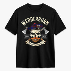 Wedderburn Tartan Crest 2D T-shirt - Alba Skull Style