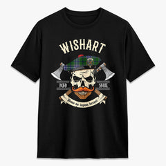 Wishart Hunting Tartan Crest 2D T-shirt - Alba Skull Style