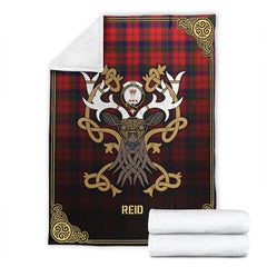 Reid Modern Tartan Crest Premium Blanket - Celtic Stag style