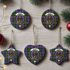 Blair Modern Tartan Crest Christmas Ceramic Ornament
