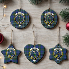 MacInnes Modern Tartan Crest Christmas Ceramic Ornament