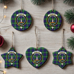 MacIntyre Hunting Modern Tartan Crest Christmas Ceramic Ornament
