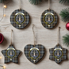 MacKay Weathered Tartan Crest Christmas Ceramic Ornament