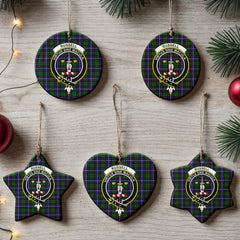 Russell Modern Tartan Crest Christmas Ceramic Ornament