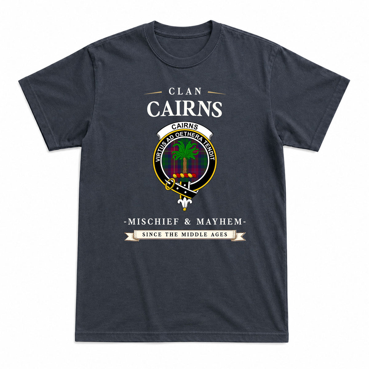 Cairns Tartan Crest Mischief and Mayhem T-shirt