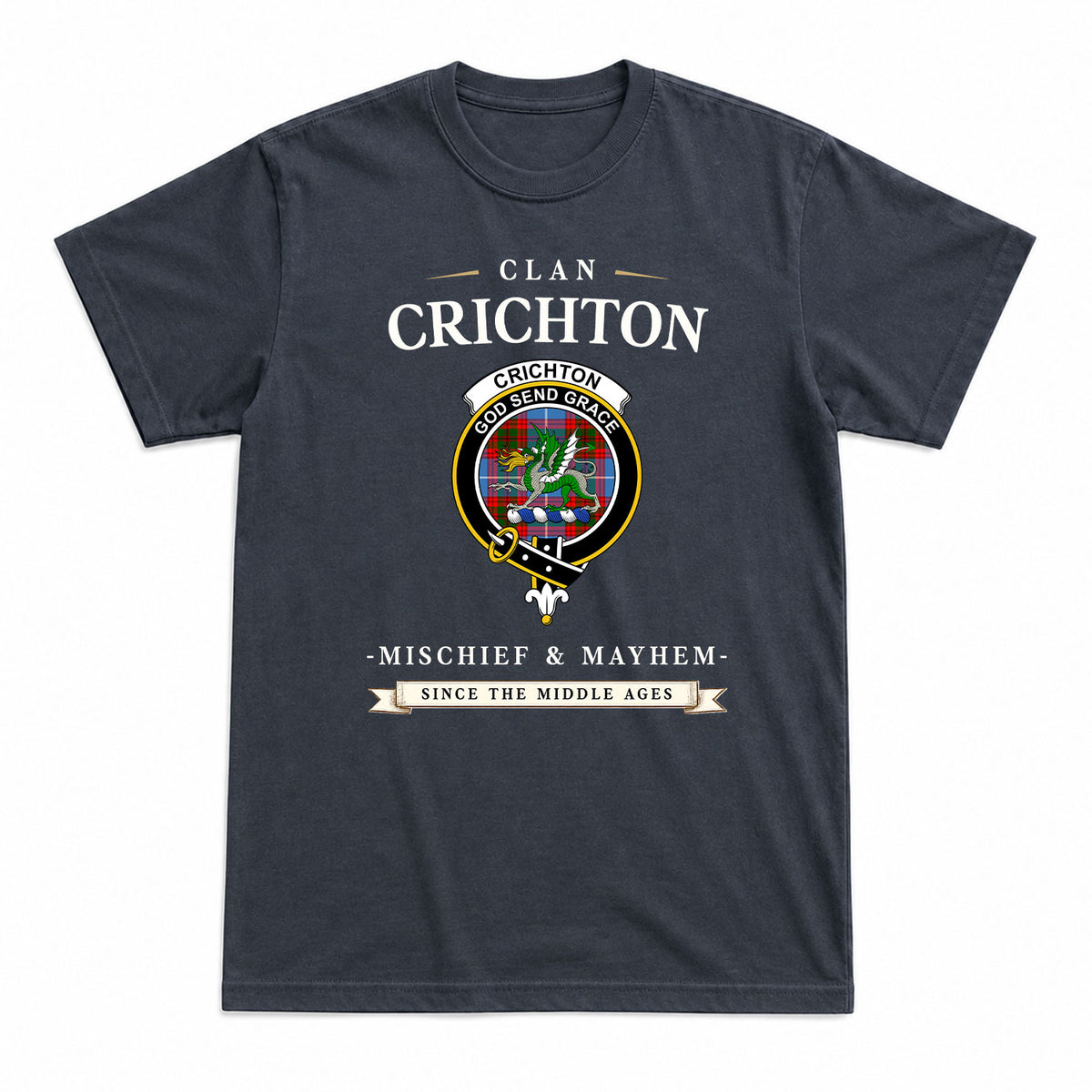 Crichton Tartan Crest Mischief and Mayhem T-shirt