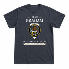 Graham of Montrose Modern Tartan Crest Mischief and Mayhem T-shirt