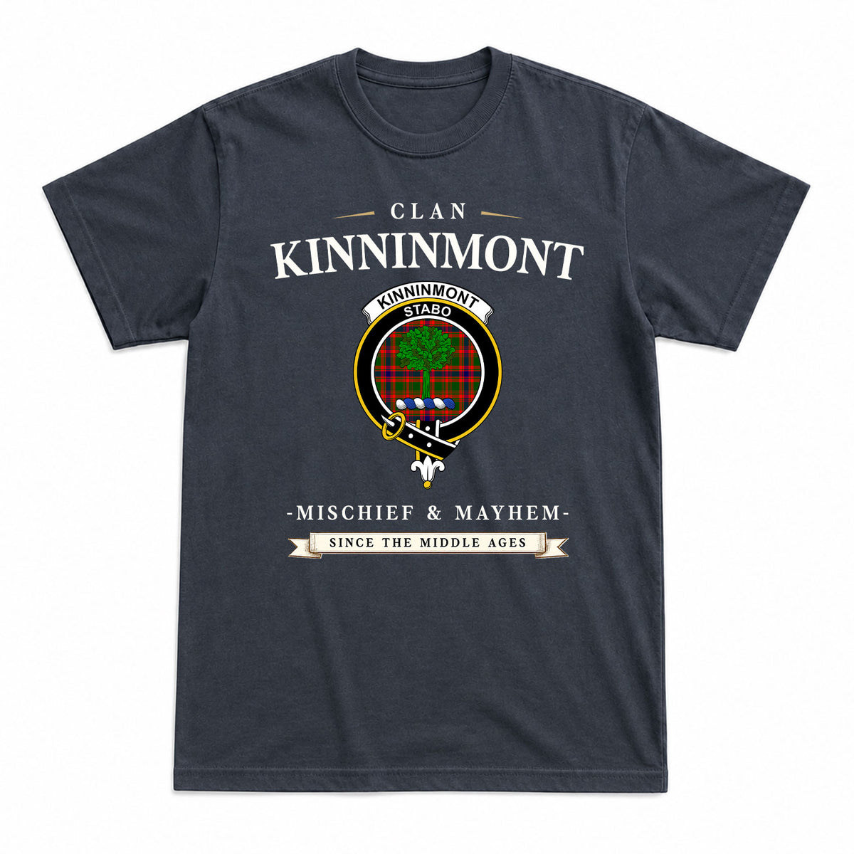 Kinninmont Tartan Crest Mischief and Mayhem T-shirt