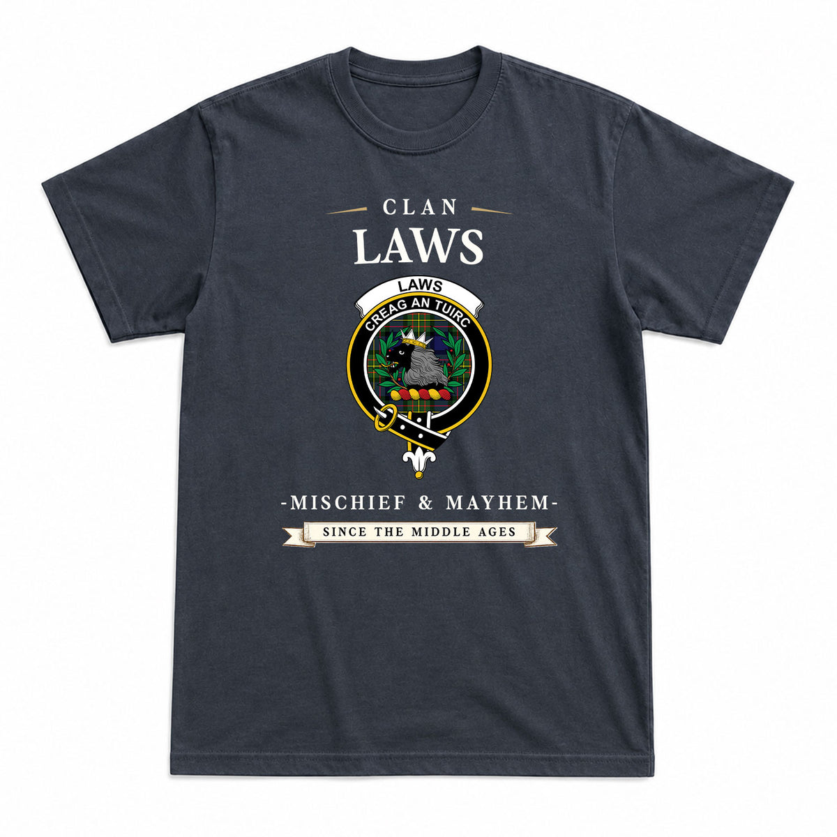 Laws Tartan Crest Mischief and Mayhem T-shirt