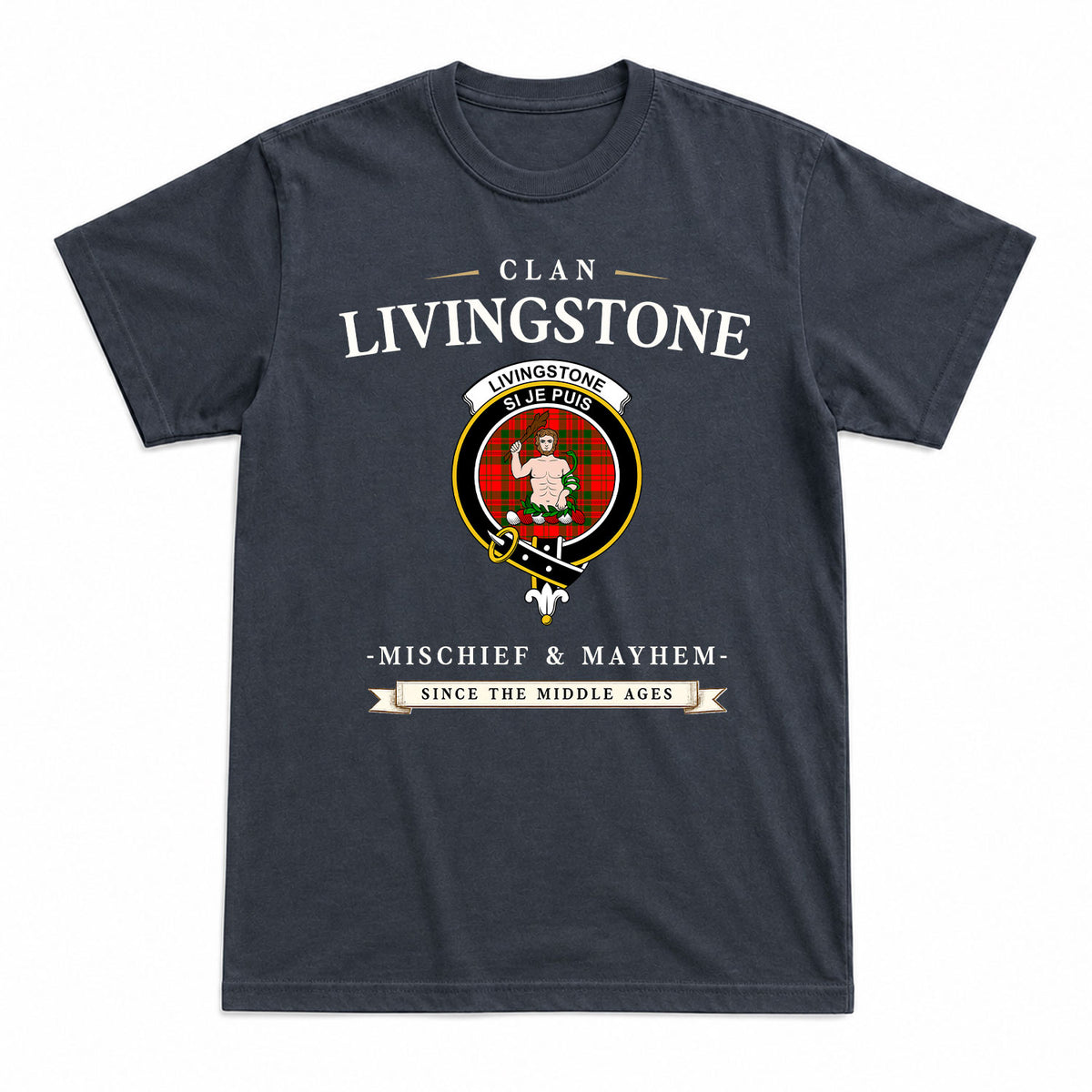 Livingstone Tartan Crest Mischief and Mayhem T-shirt