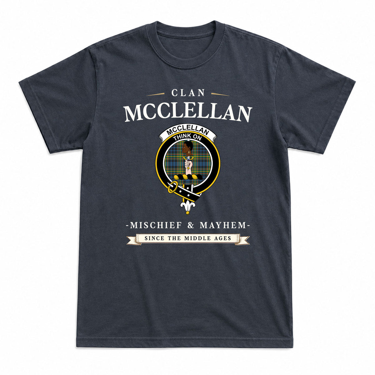 McClellan Ancient Tartan Crest Mischief and Mayhem T-shirt