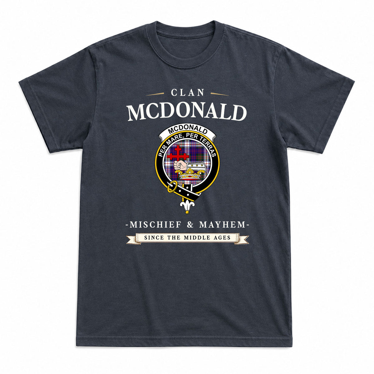 McDonald Dress Modern Tartan Crest Mischief and Mayhem T-shirt