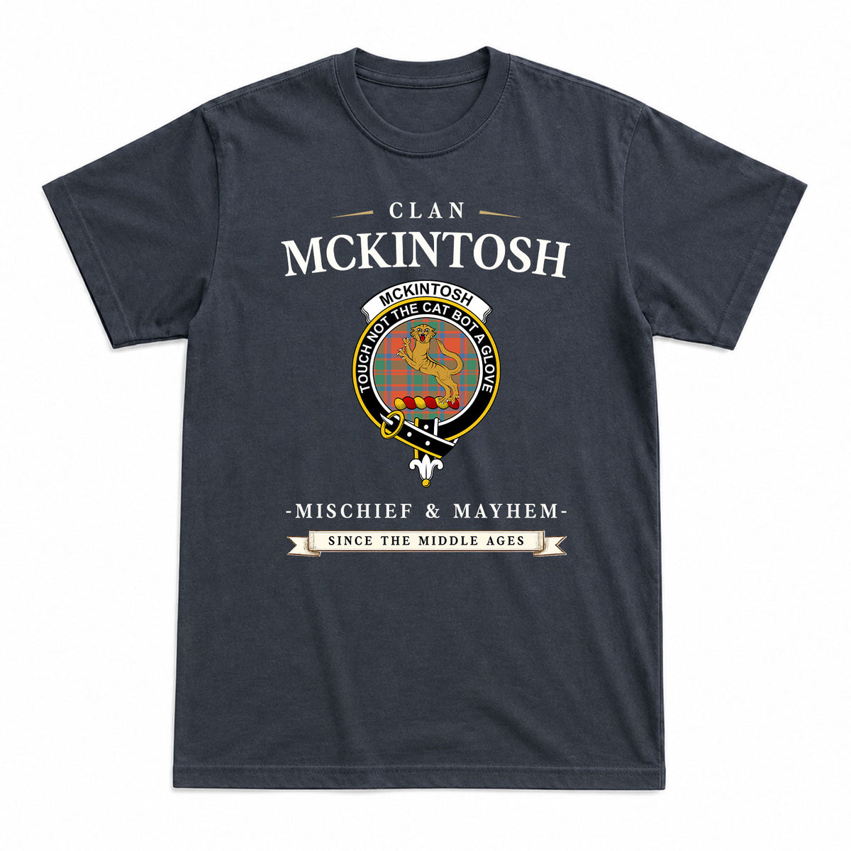 McKintosh Ancient Tartan Crest Mischief and Mayhem T-shirt
