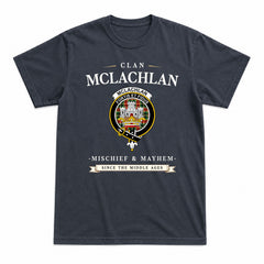 McLachlan Hunting Modern Tartan Crest Mischief and Mayhem T-shirt