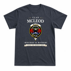 McLeod of Harris Modern Tartan Crest Mischief and Mayhem T-shirt