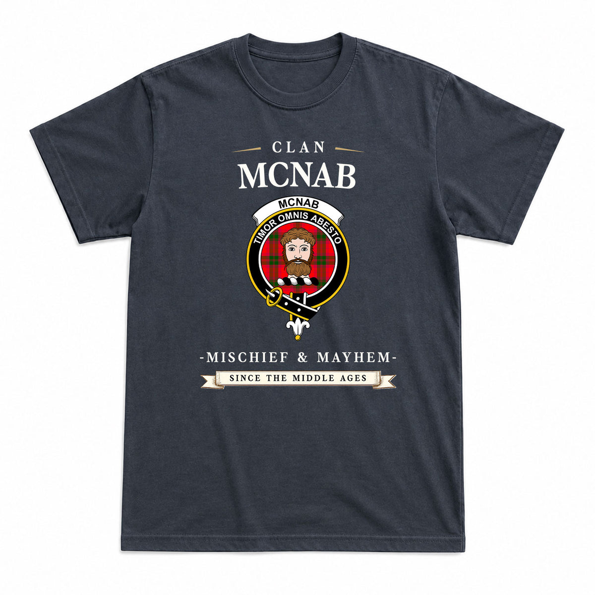 McNab Modern Tartan Crest Mischief and Mayhem T-shirt